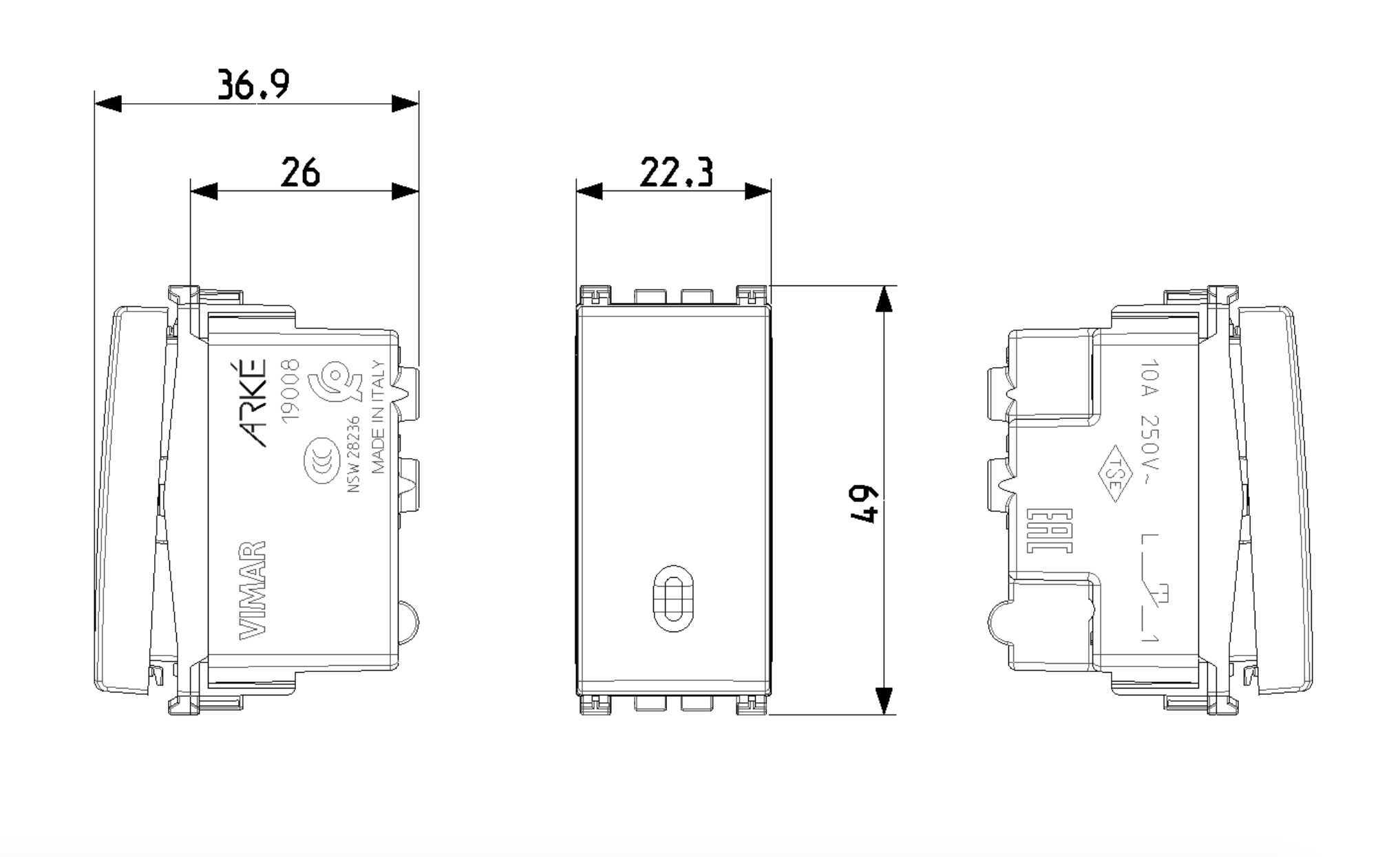 Pulsador 1P NO 10A gris - Imagen 2
