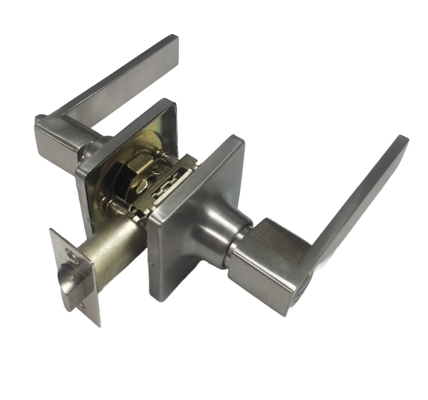 Cerradura dormitorio c/manija cuadrada satinada